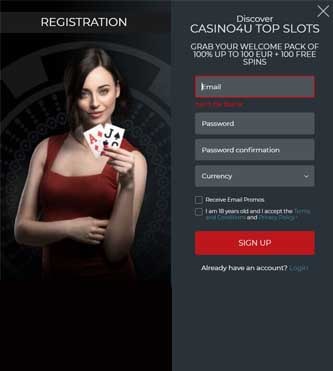 registration in 4u casino